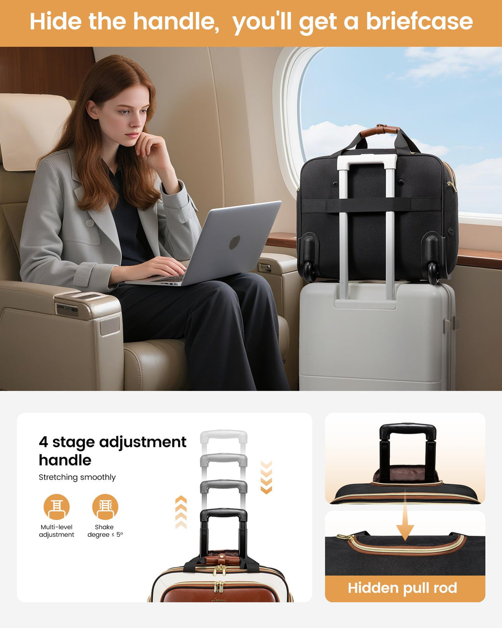 Rolling Laptop Bag with Wheels K368