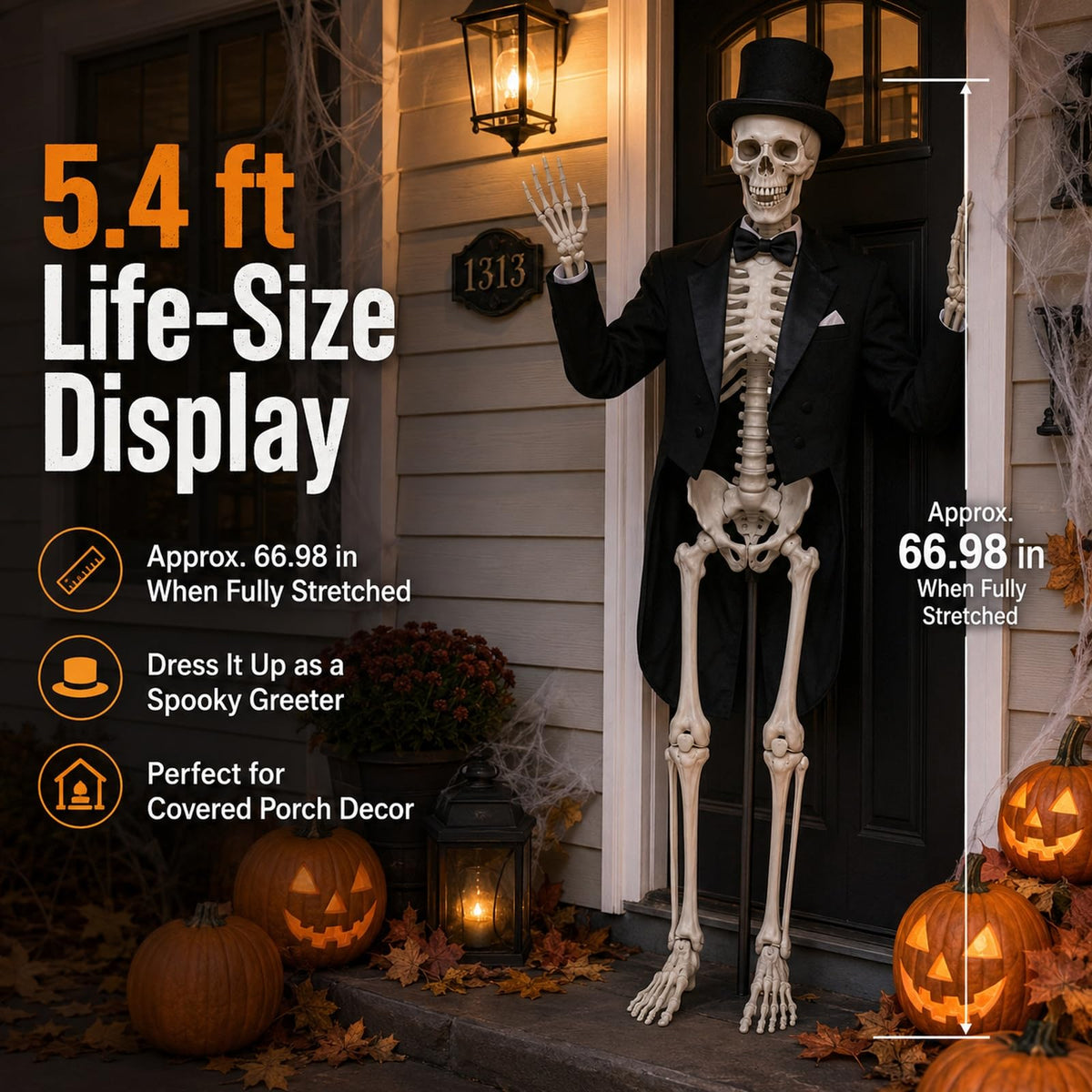 5.4 ft Full Body Plastic Skeleton Prop Z15489