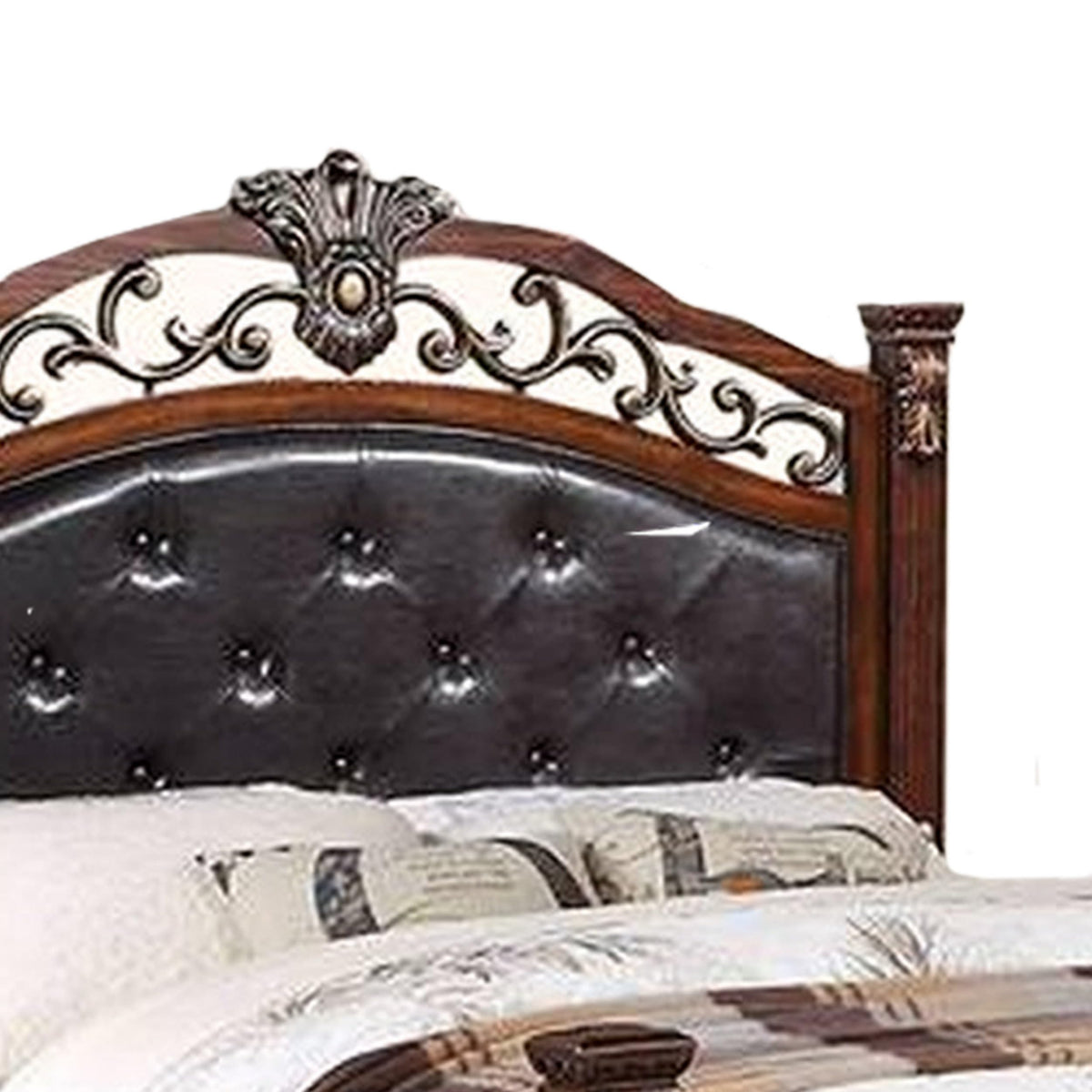 California King Button Tufted Upholstered Bed P119