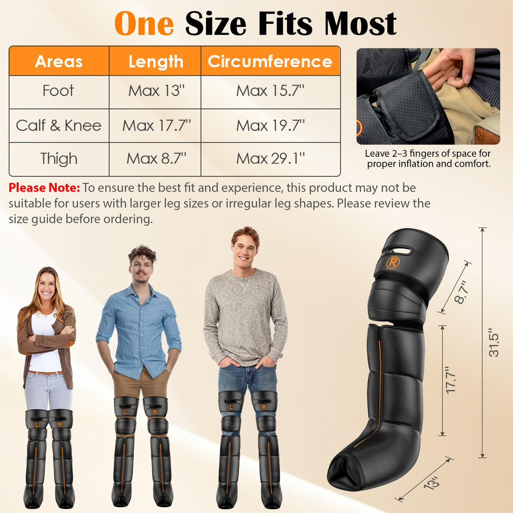 Air Compression Leg Massager with Heat, 6 Modes, 9 Intensities D328