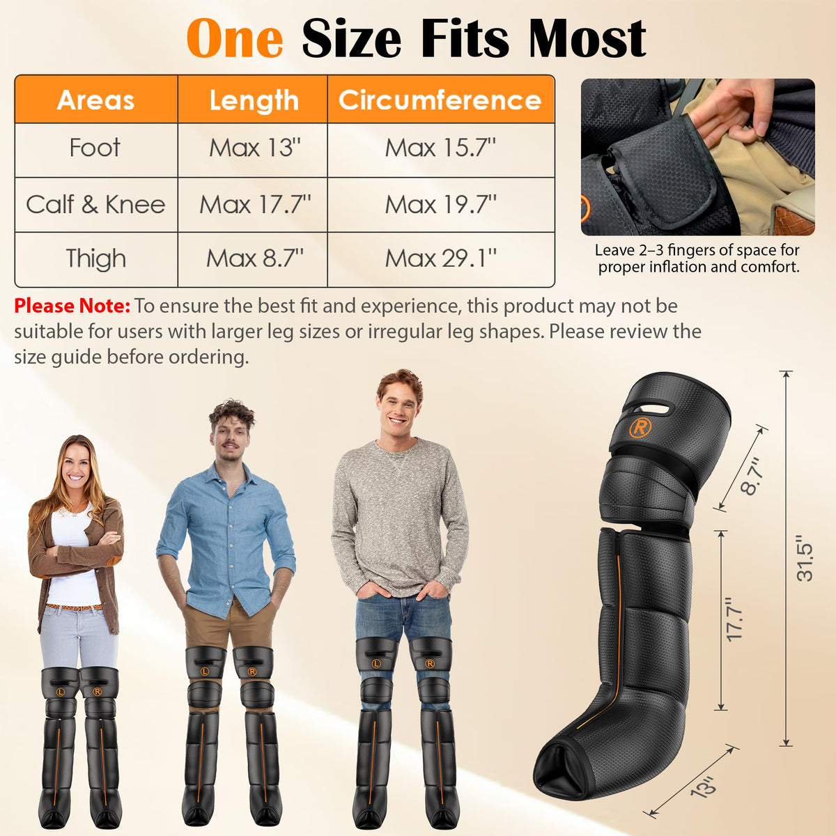 Air Compression Leg Massager with Heat, 6 Modes, 9 Intensities D328