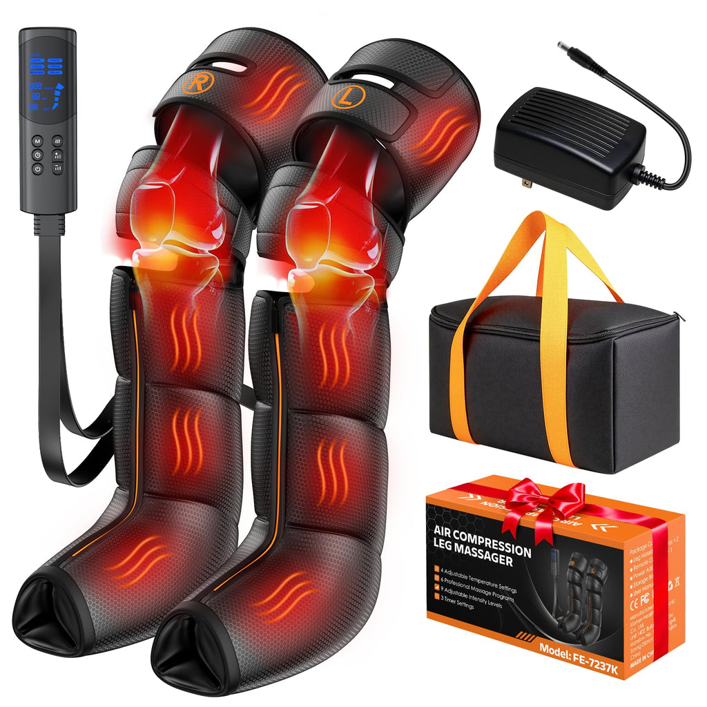Air Compression Leg Massager with Heat, 6 Modes, 9 Intensities D328