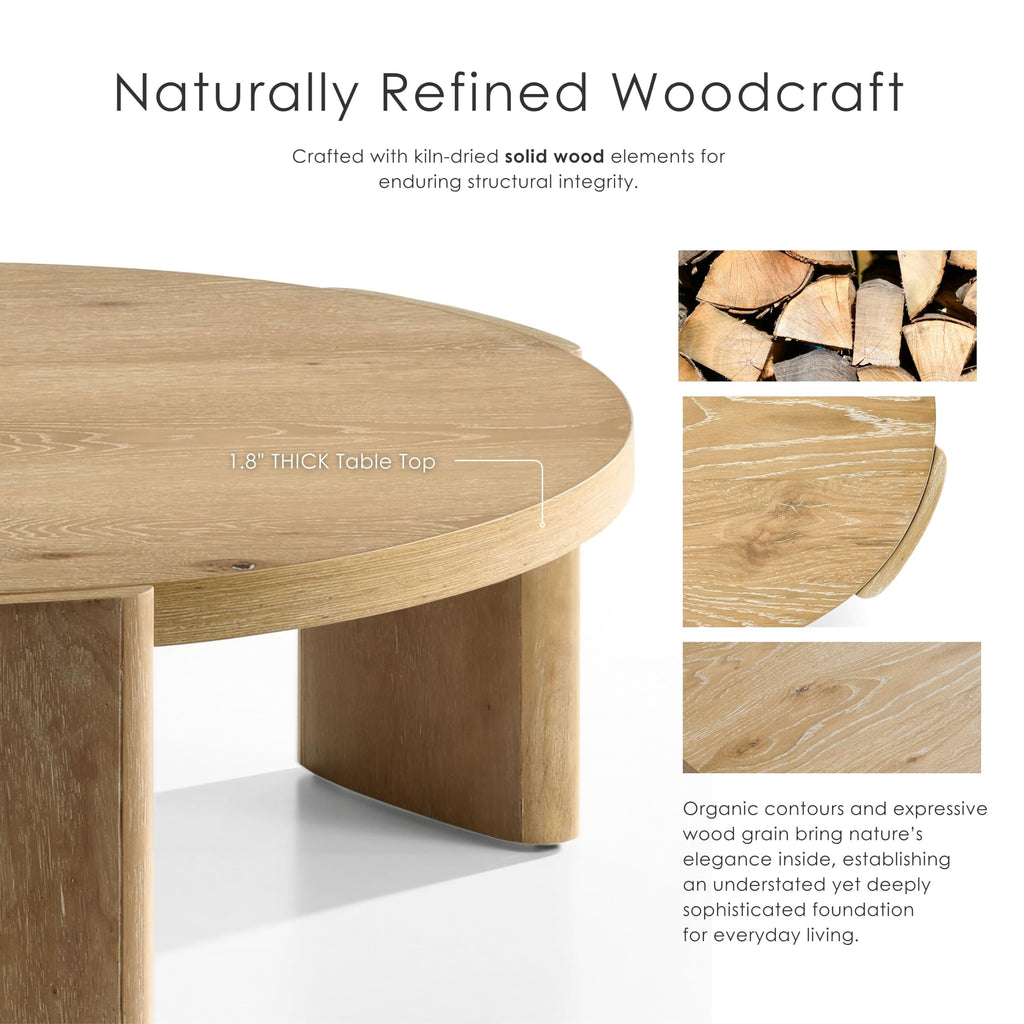 42” Round Oak Finish Wood Coffee Table H637000