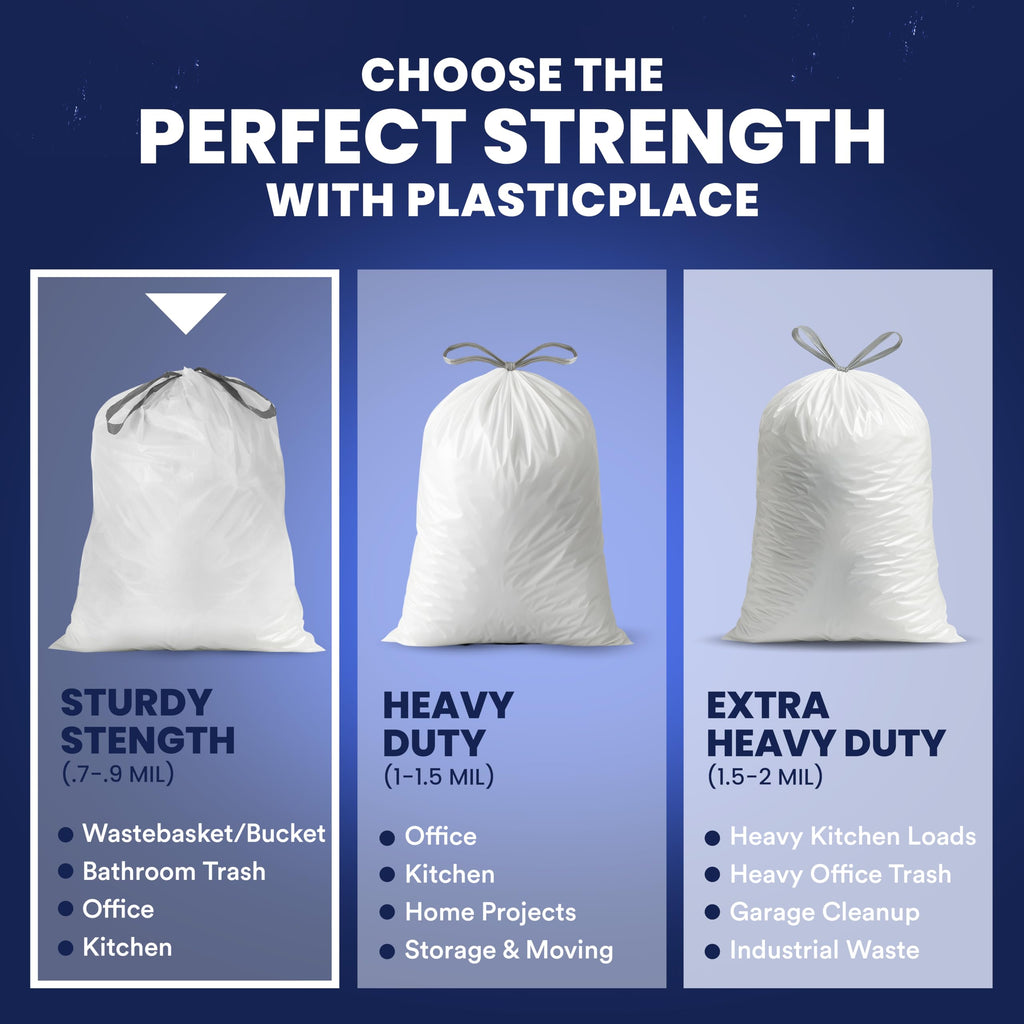 8 Gallon White Drawstring Trash Bags 200 Count Y90018