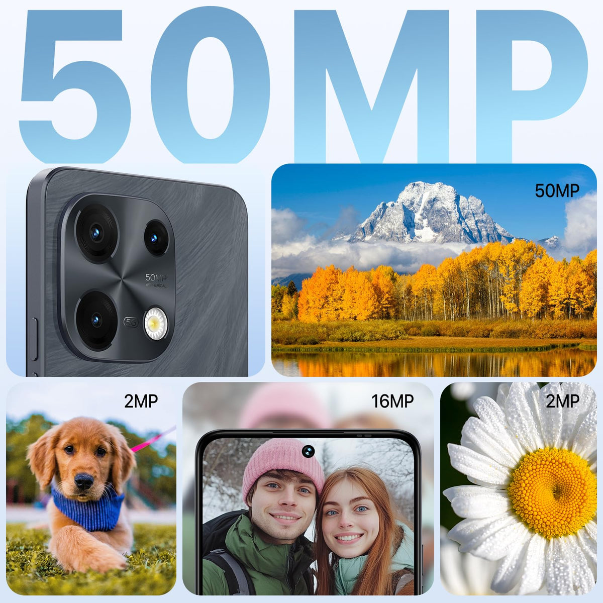 5G Dual SIM Unlocked Cell Phone, 6.8" HD+ 120Hz Display, 256GB, 50MP Camera, Black Y395