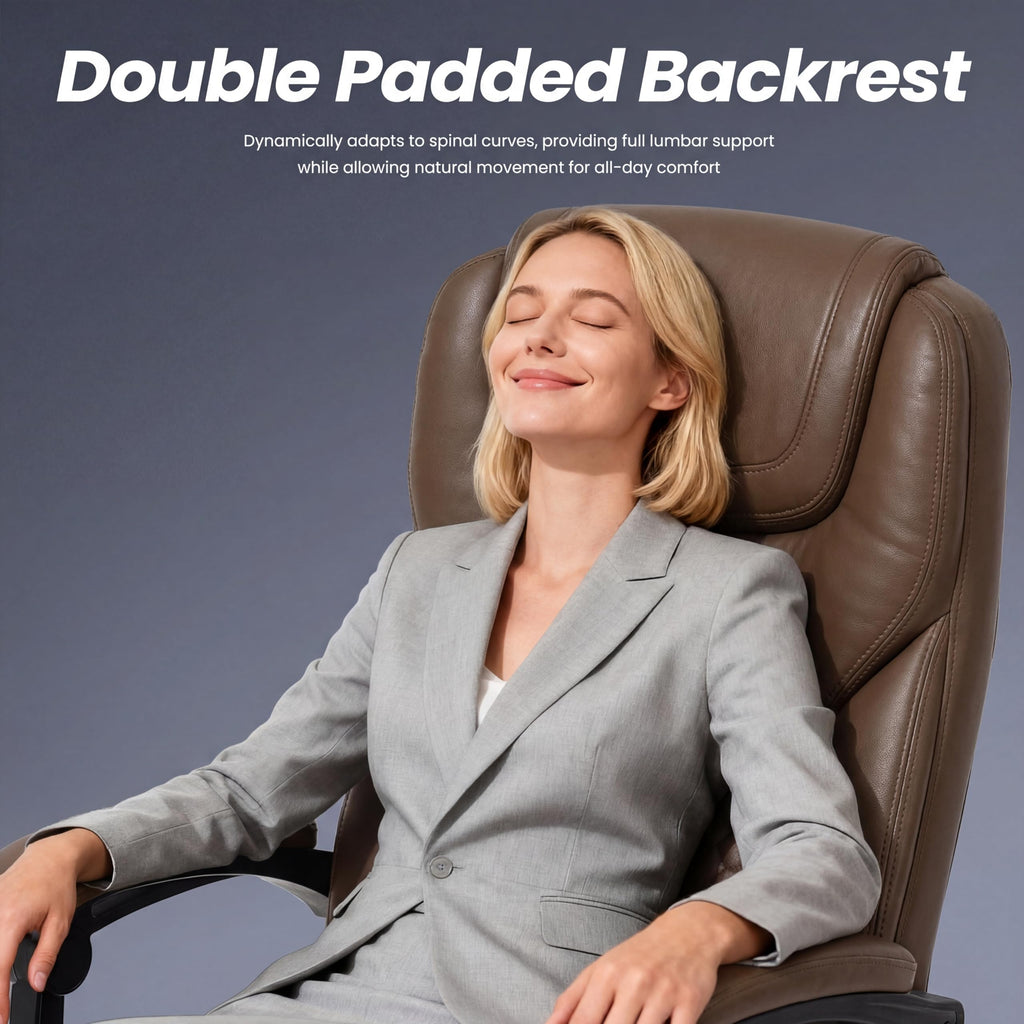 Brown Leather Massage Office Chair with Heat and Footrest S11945
