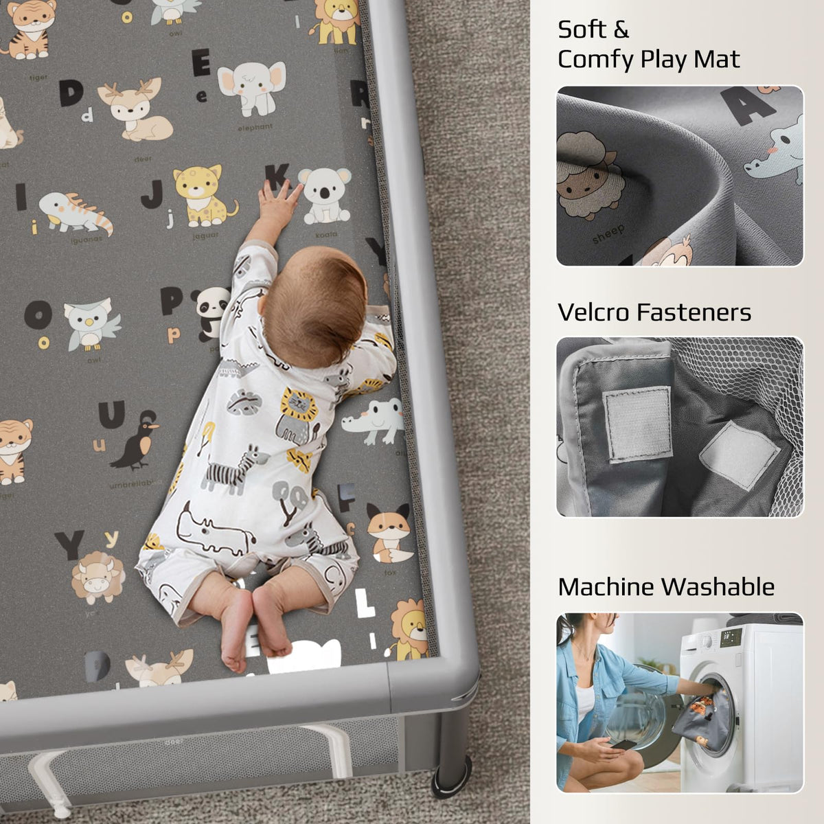 Foldable Baby Playpen with Mat and Travel Pack P66807