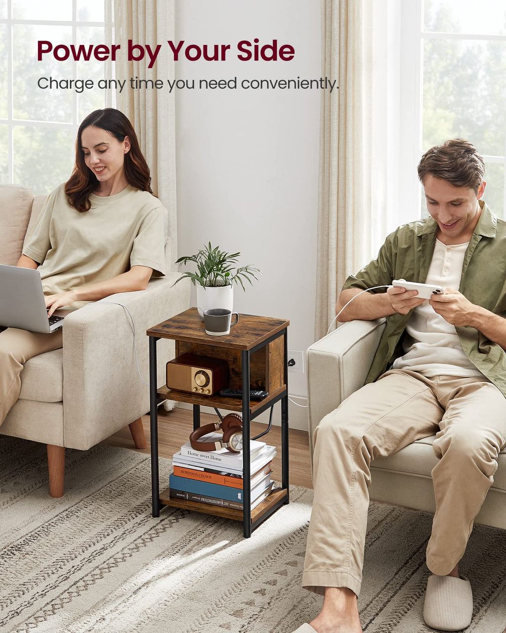 Side Table with Charging Station E15317
