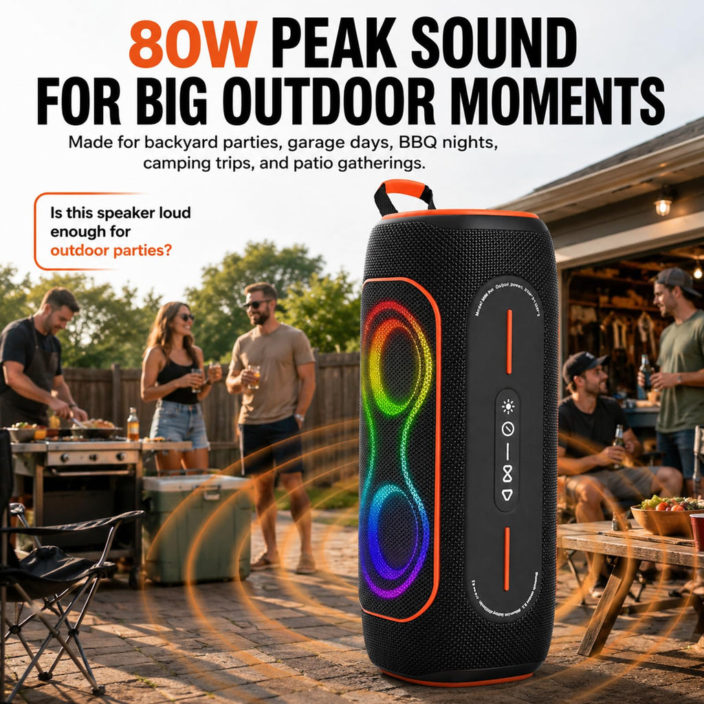 Black 80W Portable Bluetooth Speaker T275