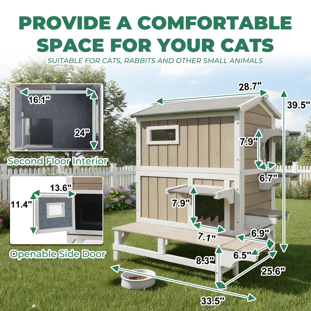 Insulated 2-Story Outdoor Cat House V1141