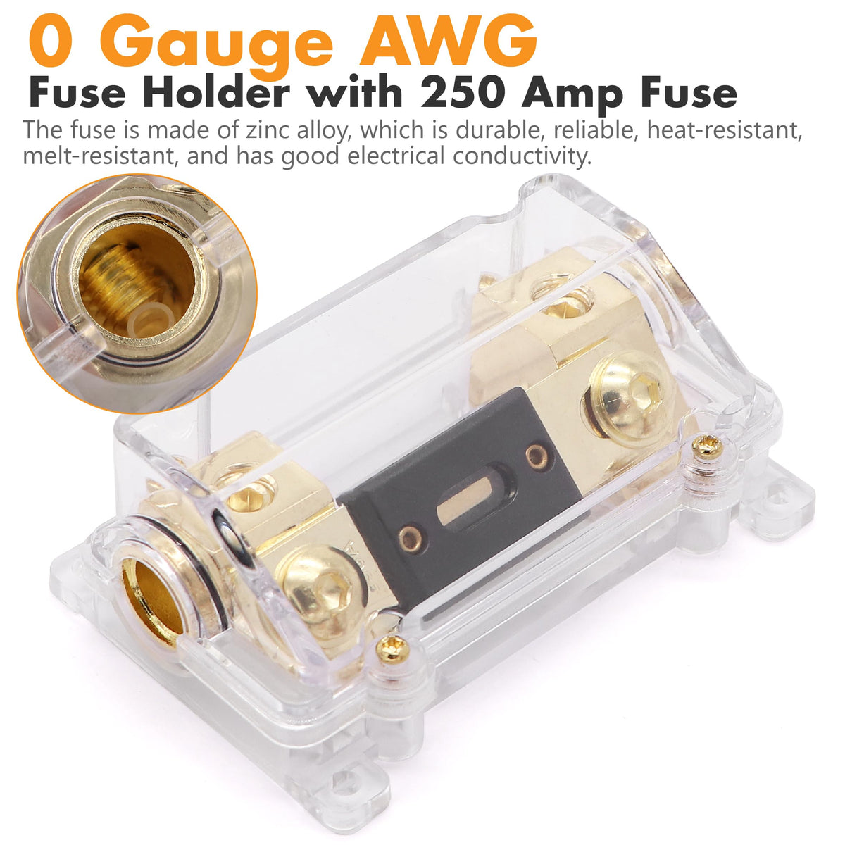 0 Gauge Pure OFC Amplifier Wiring Kit with Fuse Holder & RCA J8229