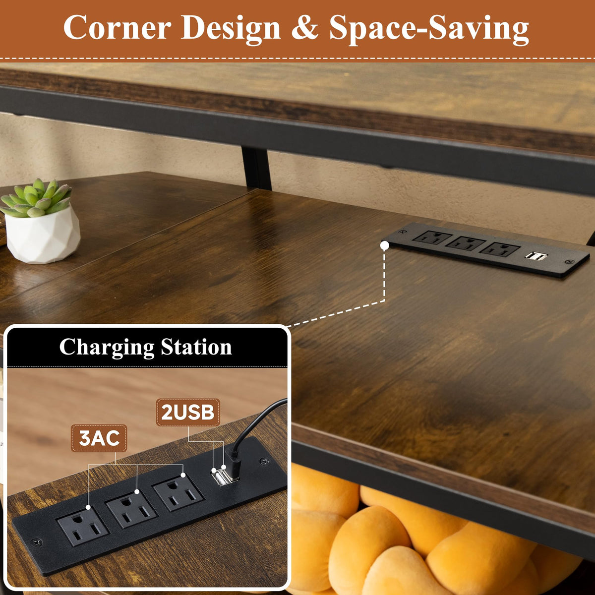 Corner TV Stand with Power Outlet V971