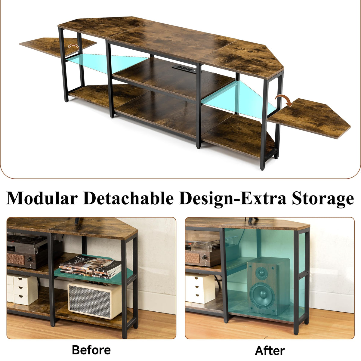 Corner TV Stand with Power Outlet V971
