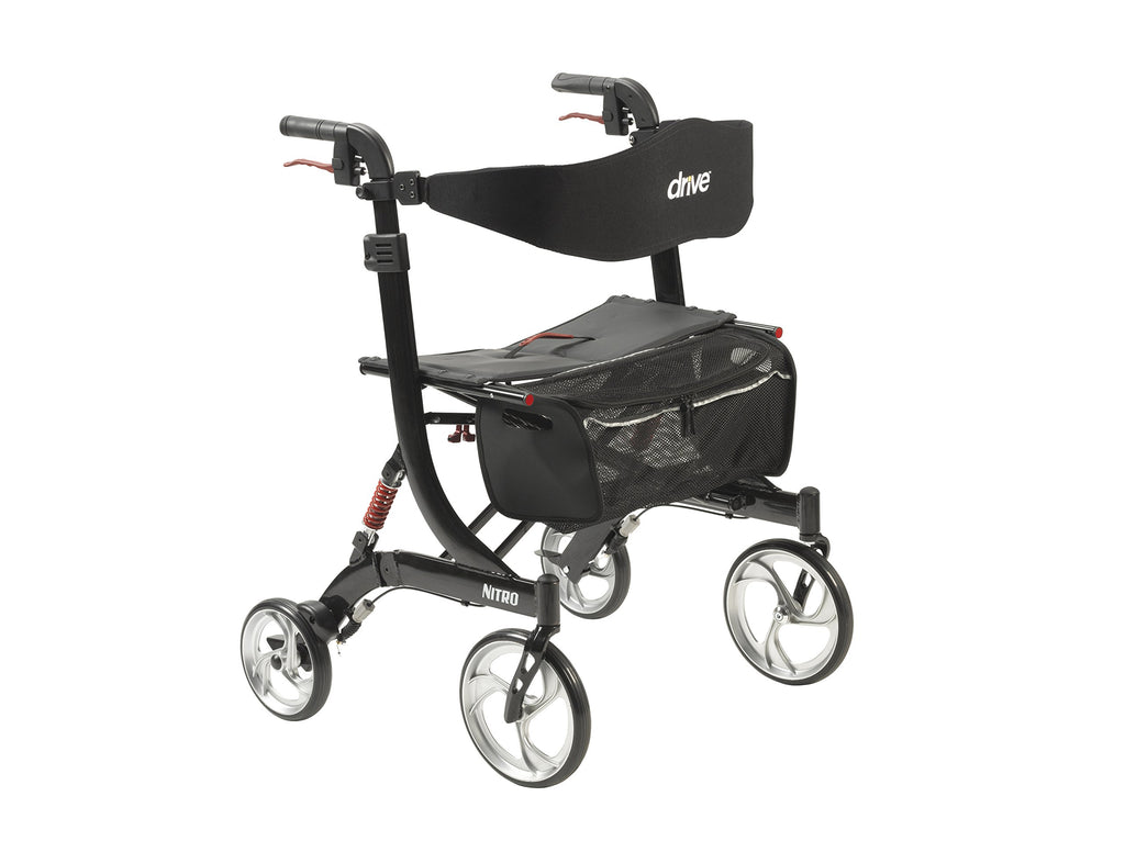 Heavy-Duty Foldable Rollator Walker with Seat, Black L2287