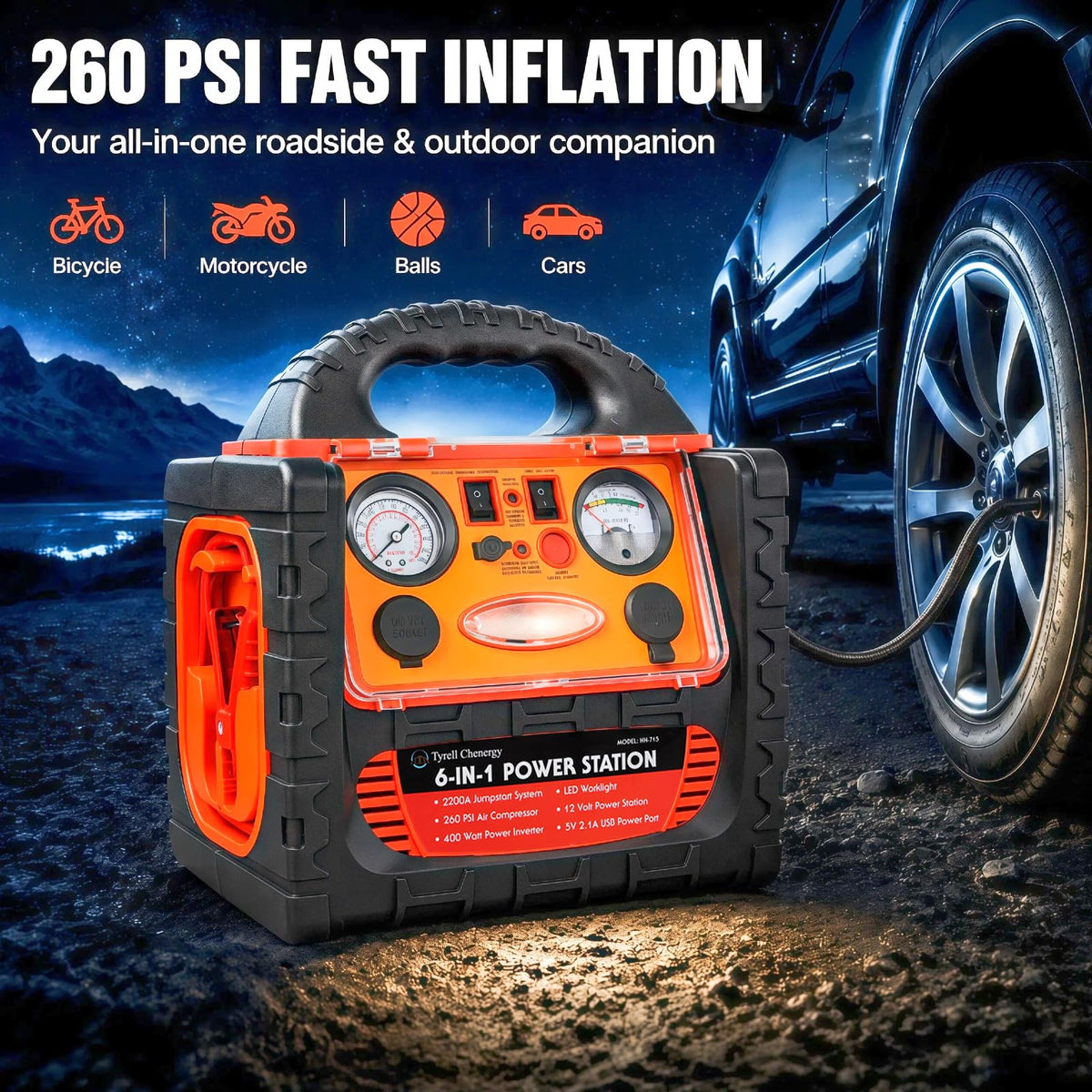 2200 Amp Car Jump Starter with Air Compressor G6387