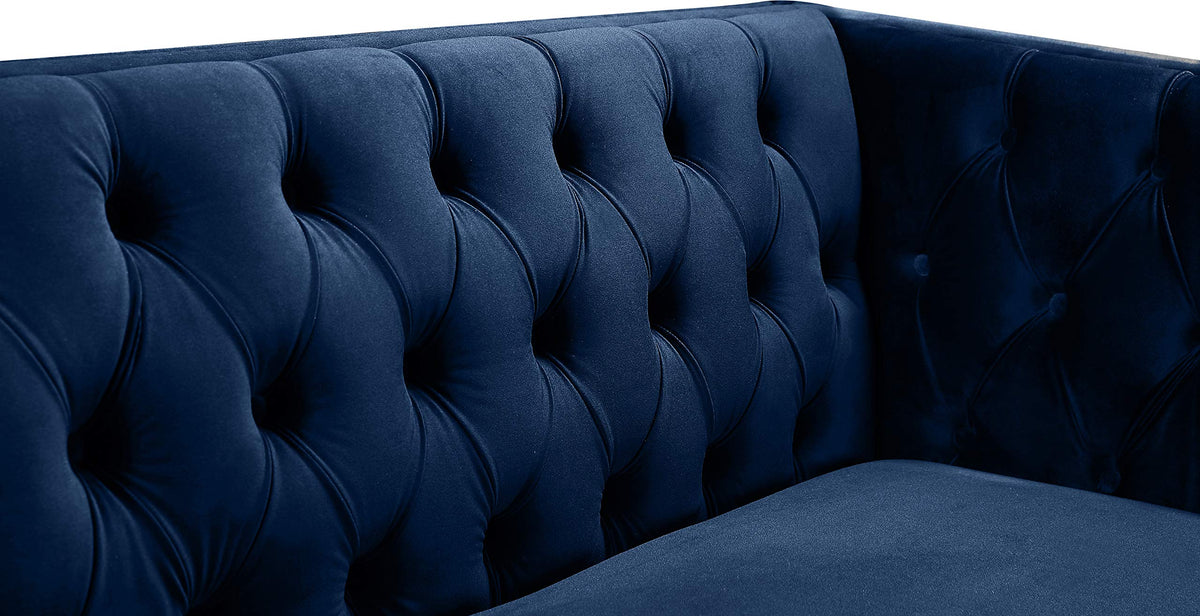 Navy Velvet Sofa with Gold Nailhead Trim R827994