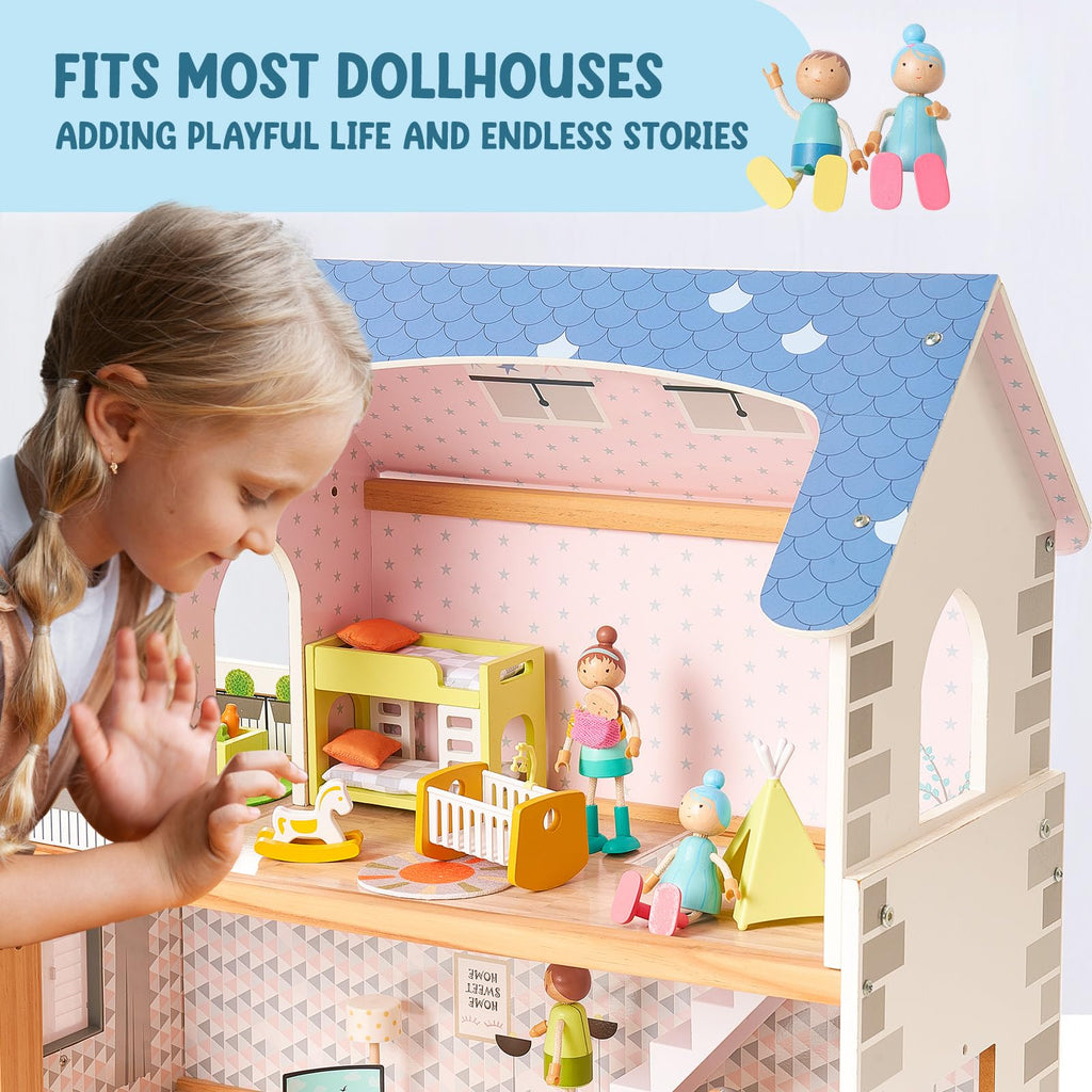 Wooden Family Dolls Set of 7 F12130