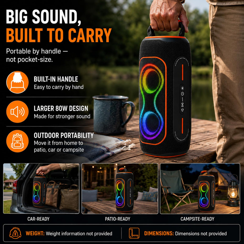 Black 80W Portable Bluetooth Speaker T275