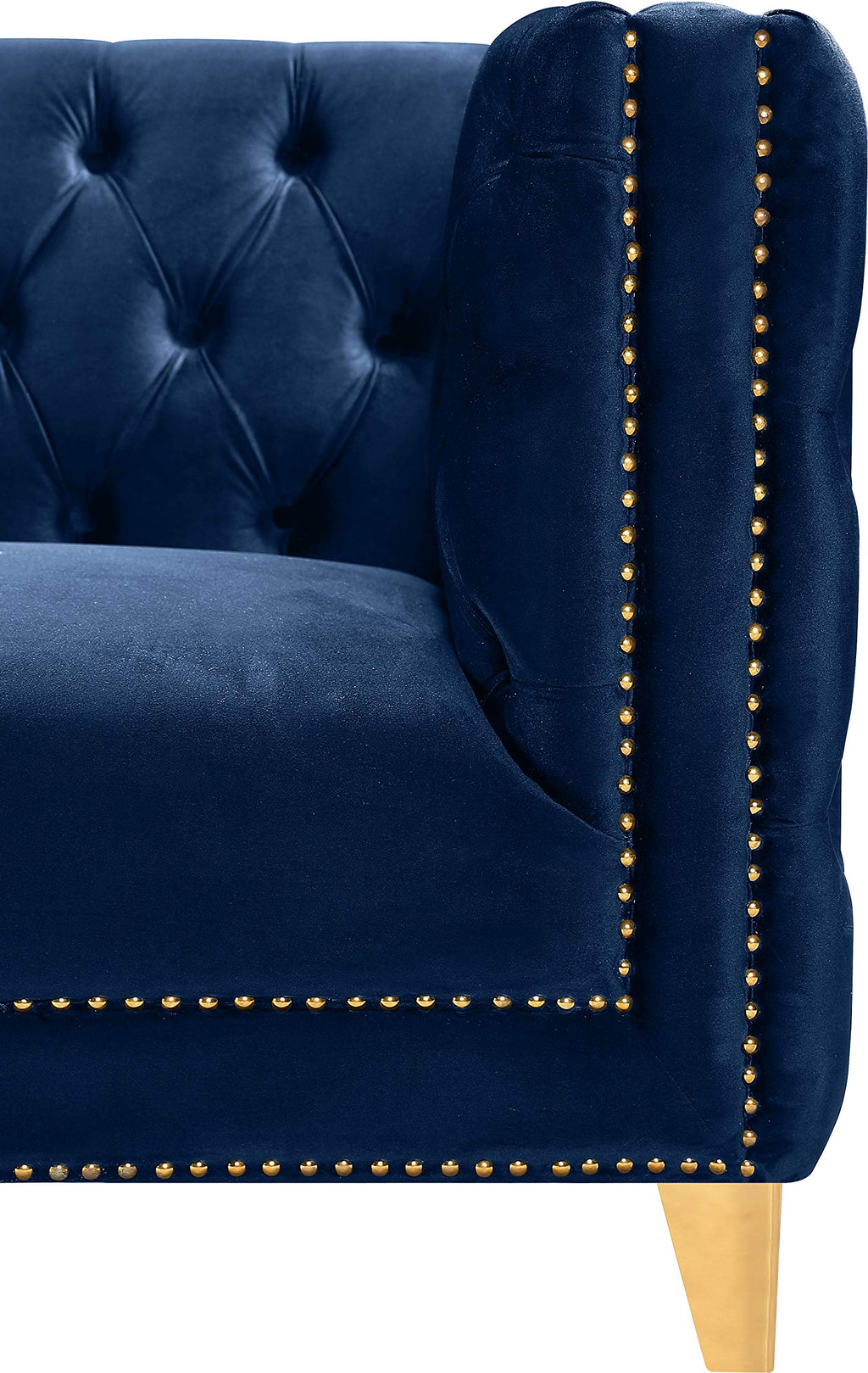 Navy Velvet Sofa with Gold Nailhead Trim R827994