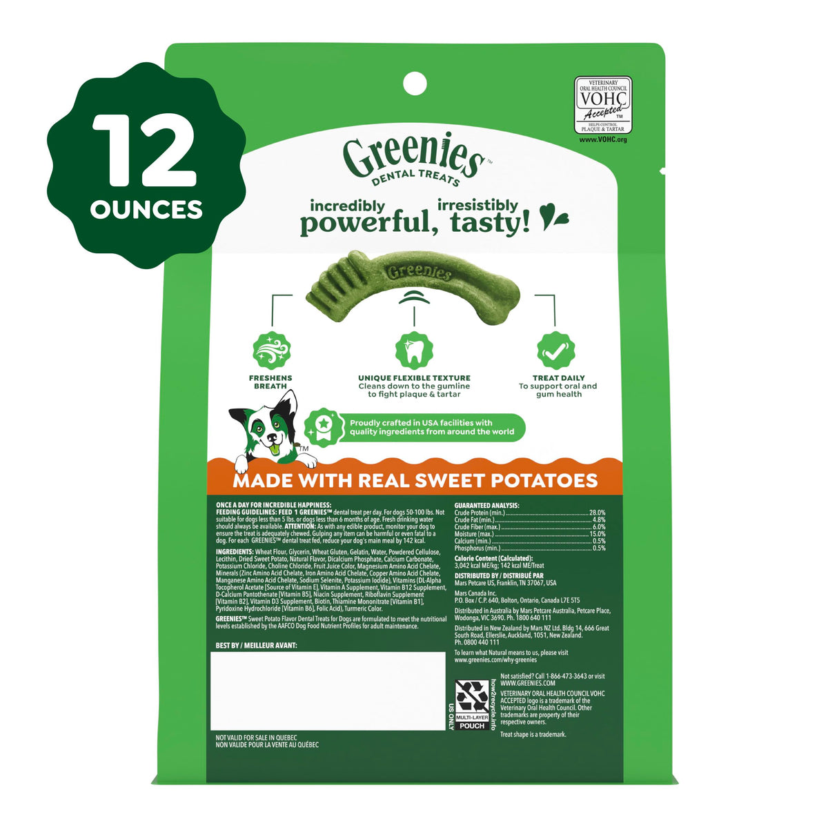 Large Natural Dental Dog Treats Sweet Potato Flavor 8 Count D9207