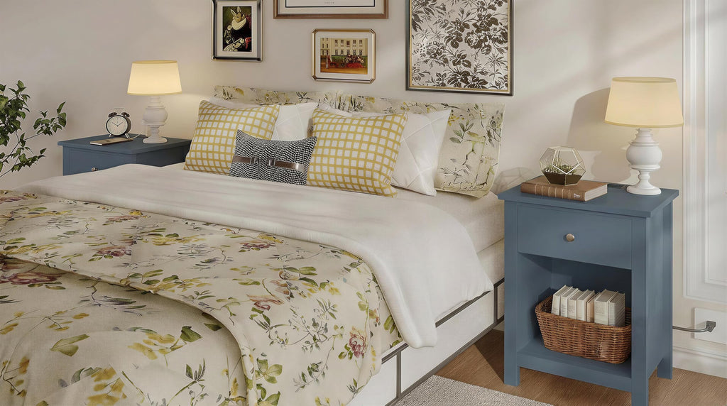 Farmhouse Nightstand with Charging Station Set of 2 O439480