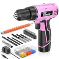 12V Cordless Drill Set with Battery & Charger, 180 In-lbs Torque, 3/8" Keyless Chuck, Pink K985