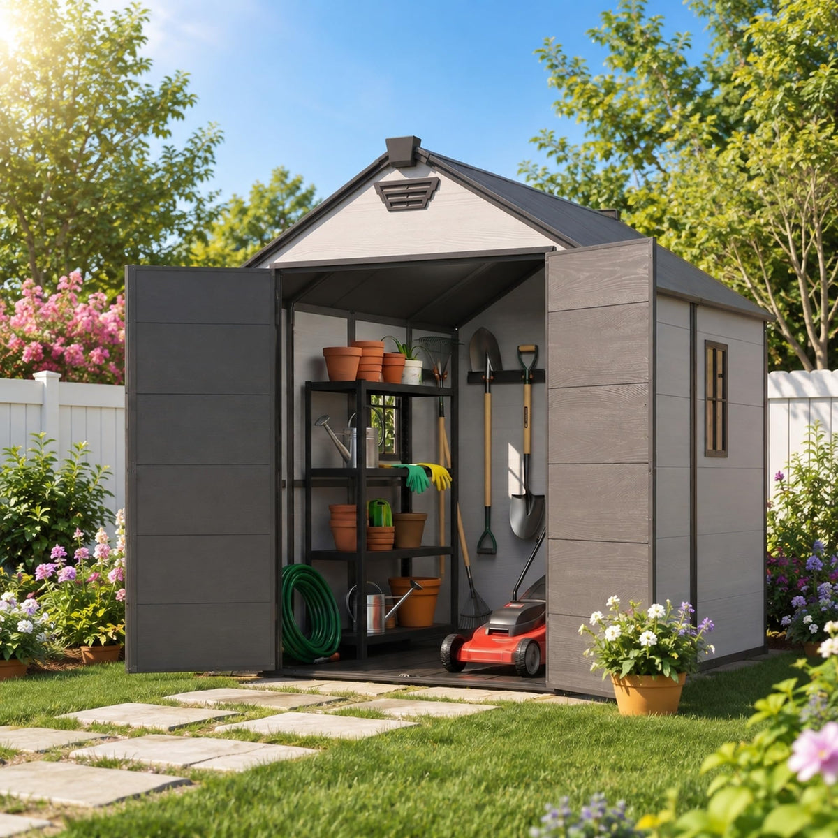 6x8 FT Resin Storage Shed with Floor J4693