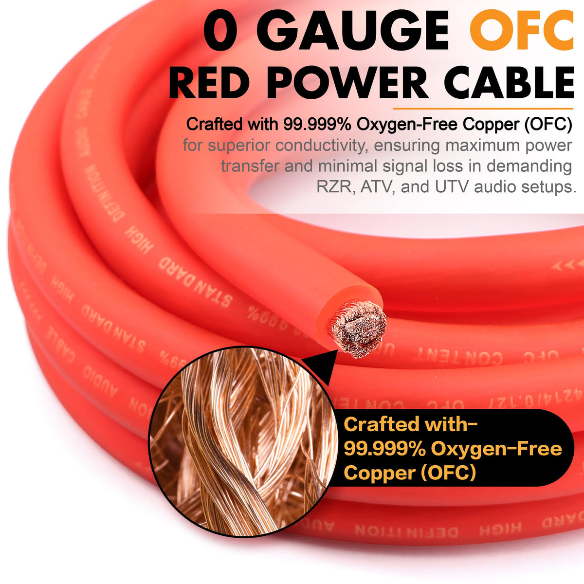 0 Gauge Pure OFC Amplifier Wiring Kit with Fuse Holder & RCA J8229
