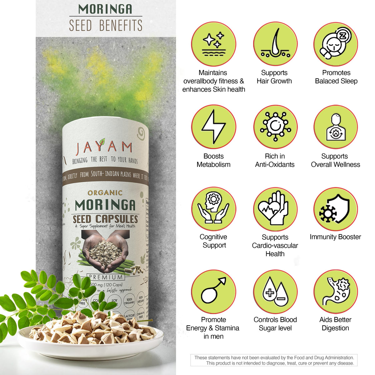 Organic Moringa Seed Capsules 120 Capsules O191