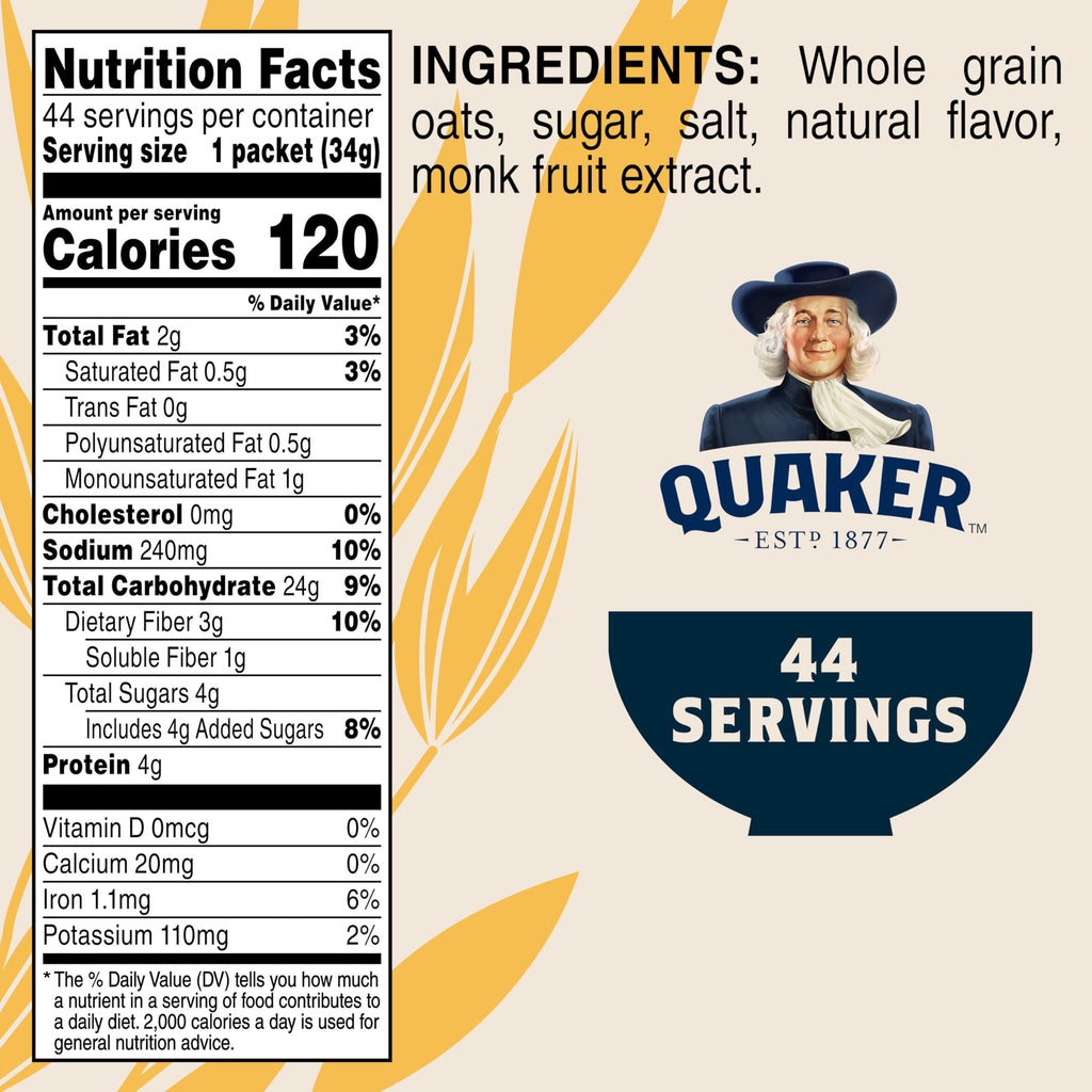 Instant Oatmeal Maple & Brown Sugar 1.19 Oz Pack of 44 V94491