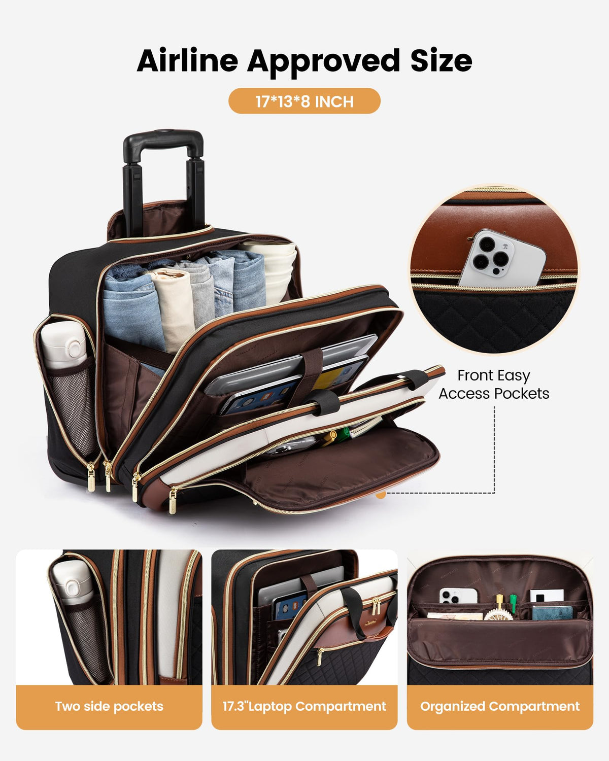 Rolling Laptop Bag with Wheels K368