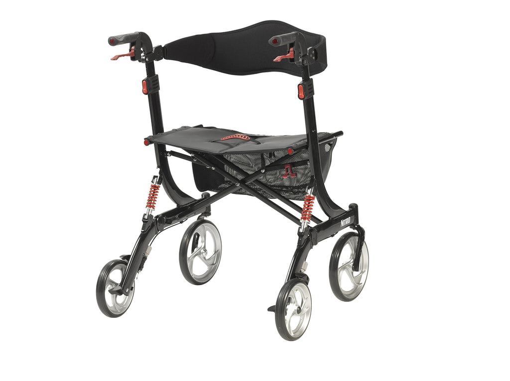 Heavy-Duty Foldable Rollator Walker with Seat, Black L2287