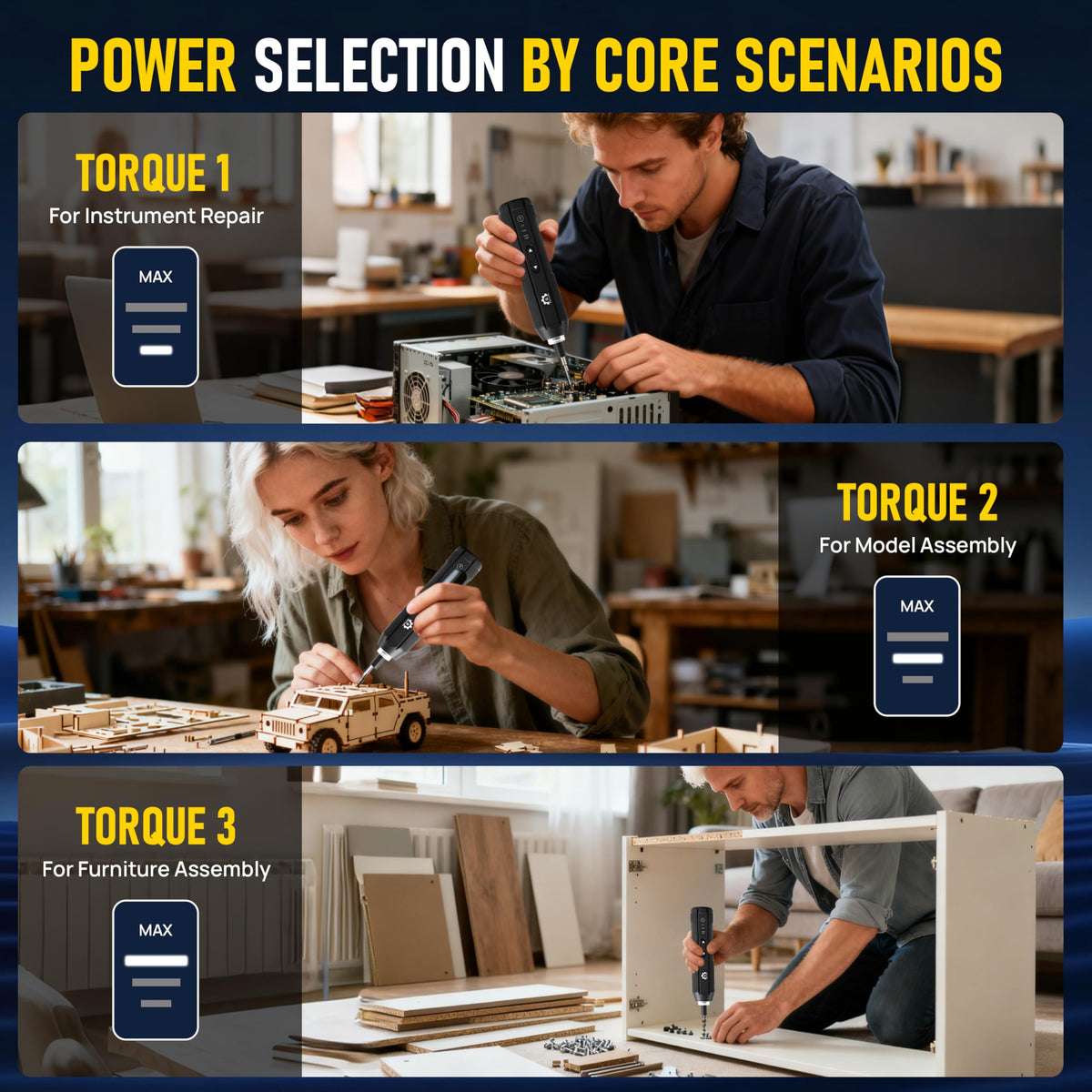 4V Electric Torque Screwdriver Set with 35 Magnetic Bits and Storage Box H649