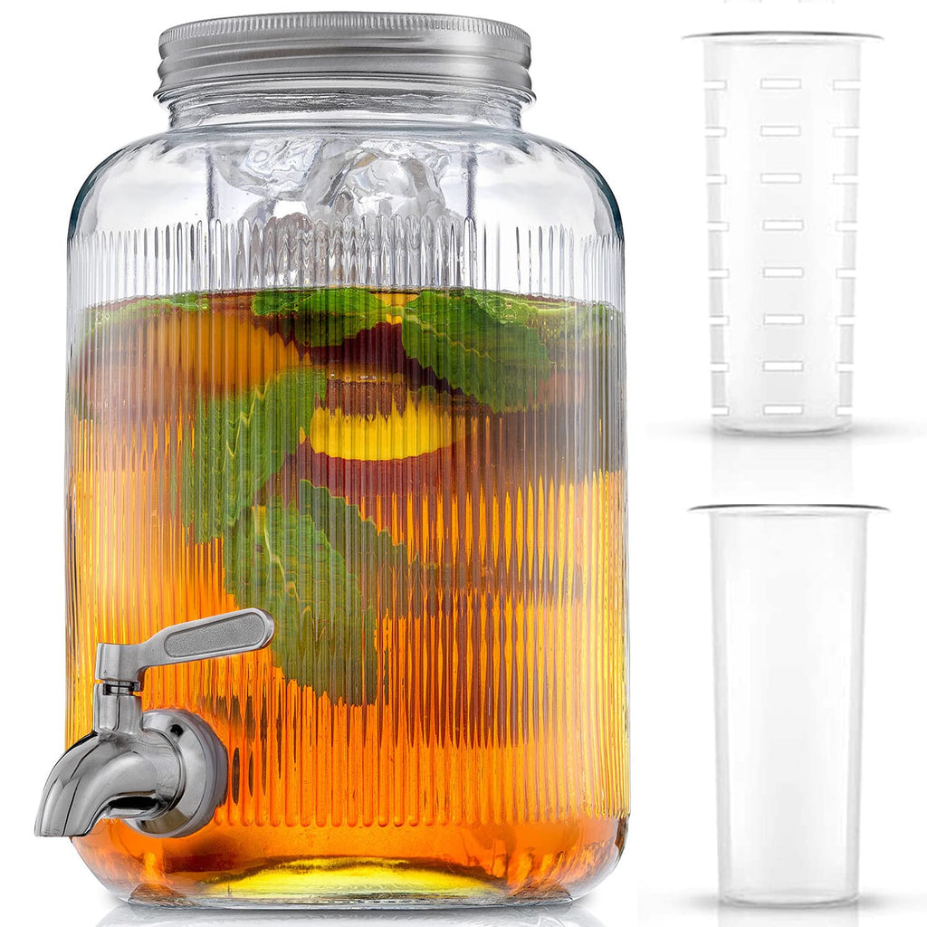 1 Gallon Glass Beverage Dispenser with Stainless Steel Spigot G263