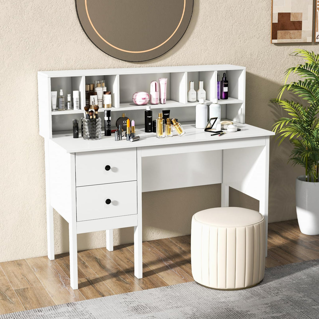 White Desk with Drawers and Hutch M83383
