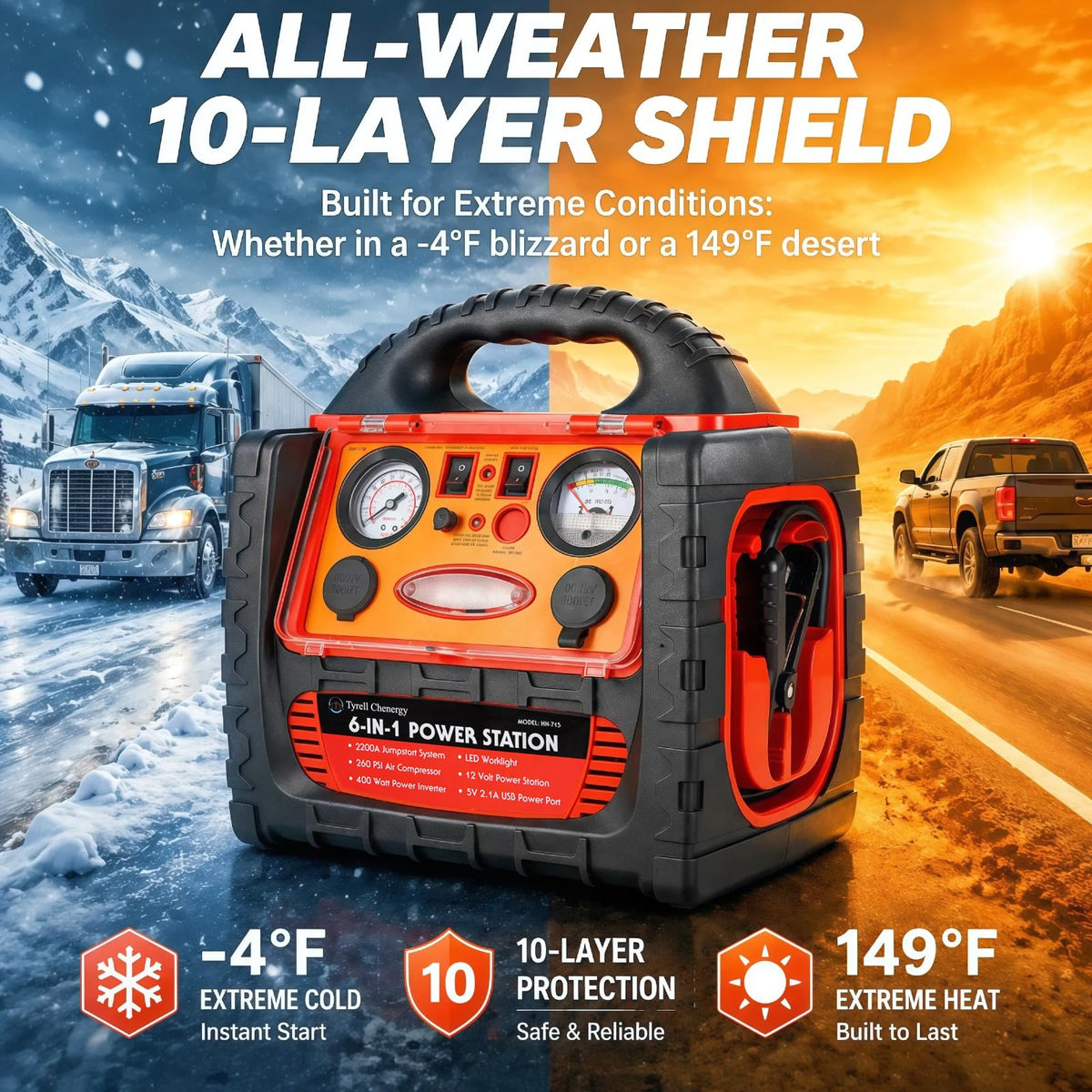 2200 Amp Car Jump Starter with Air Compressor G6387