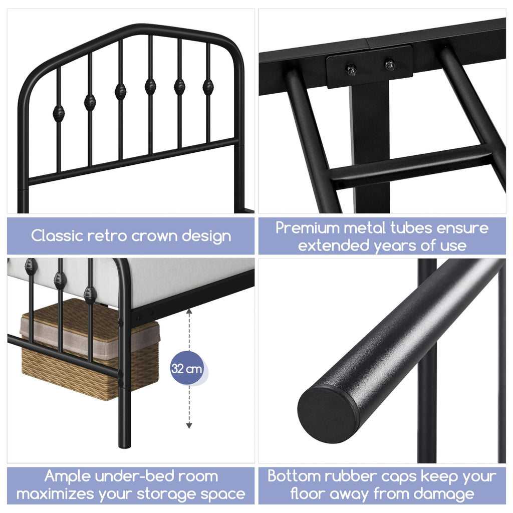 Twin Metal Bed Frame with Victorian Headboard M594432