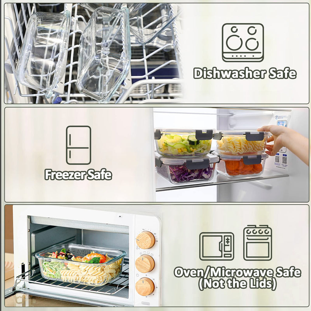 30 oz Glass Food Storage Containers with Lids H766