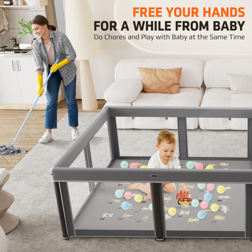 Foldable Baby Playpen with Mat and Travel Pack P66807