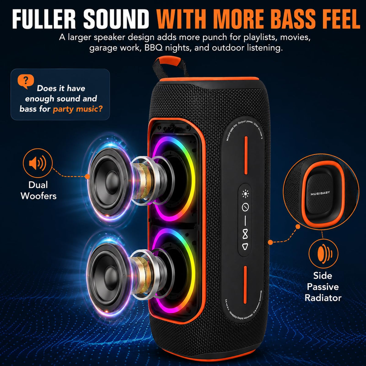 Black 80W Portable Bluetooth Speaker T275