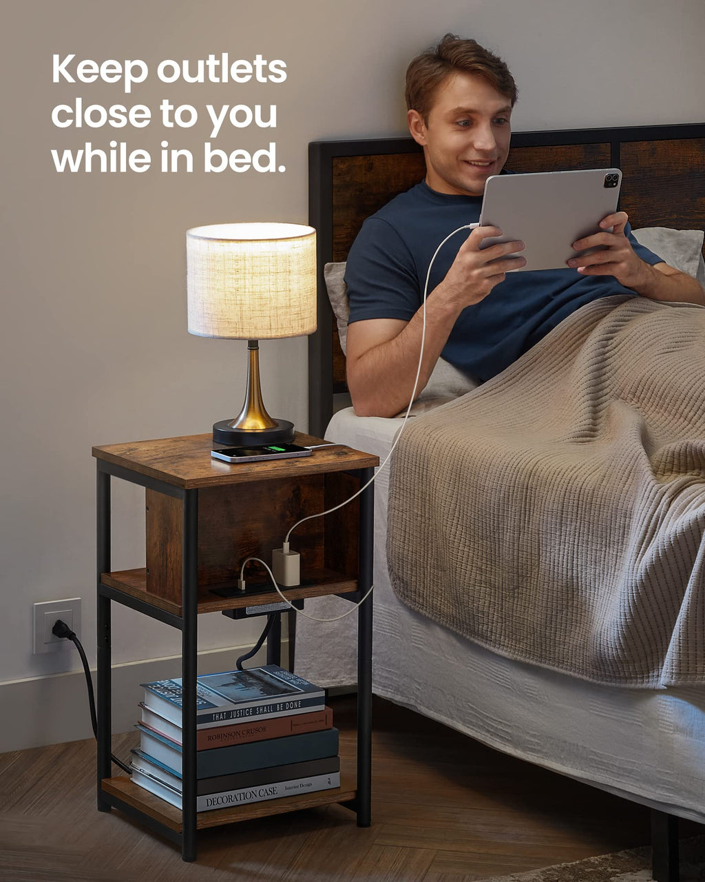 Side Table with Charging Station E15317