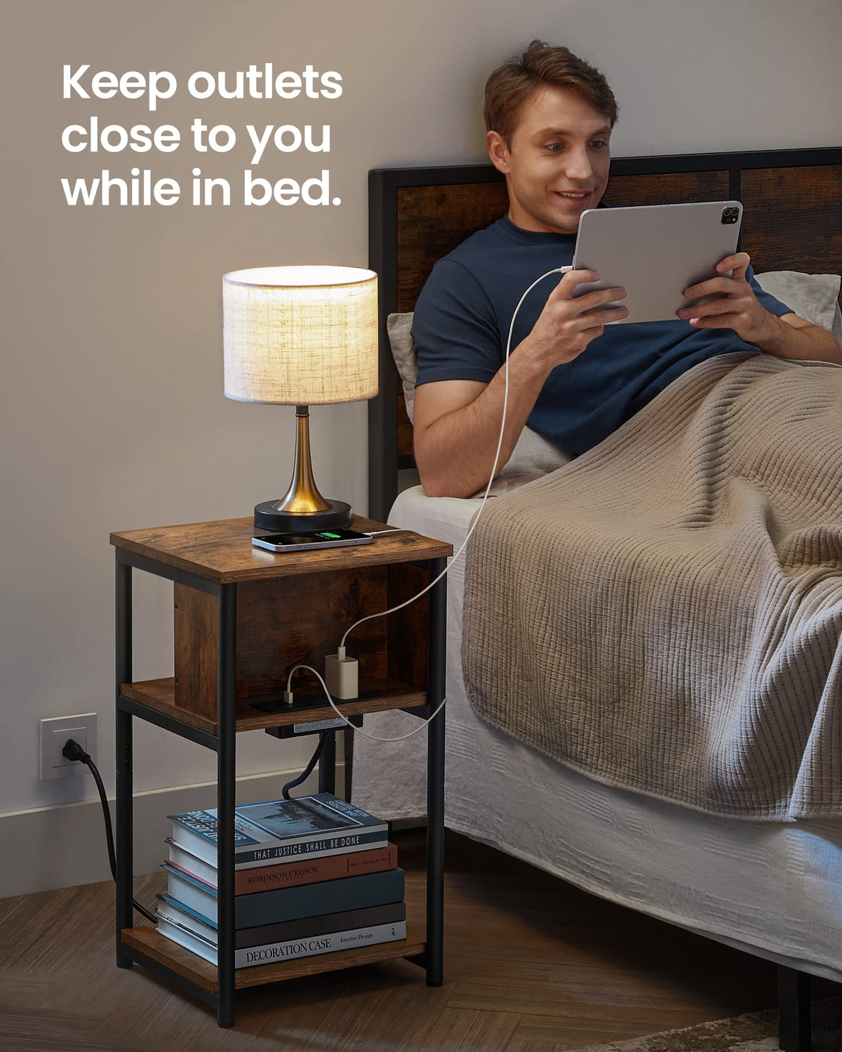 Side Table with Charging Station E15317