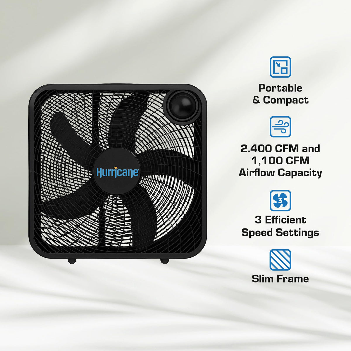 Black 3 Speed 20in Floor Box Fan, 2 Pack G5376