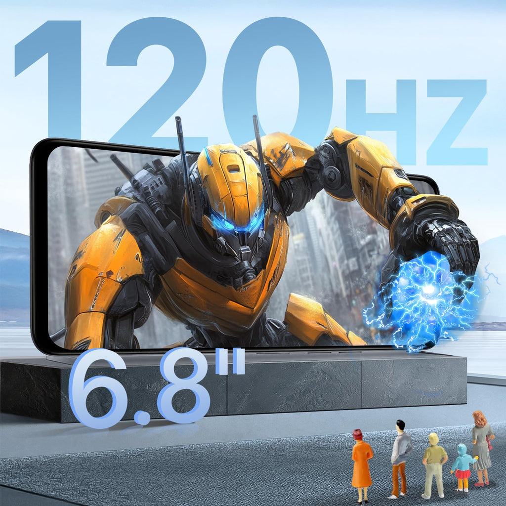 5G Dual SIM Unlocked Cell Phone, 6.8" HD+ 120Hz Display, 256GB, 50MP Camera, Black Y395