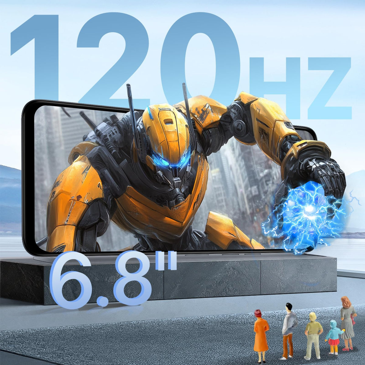5G Dual SIM Unlocked Cell Phone, 6.8" HD+ 120Hz Display, 256GB, 50MP Camera, Black Y395