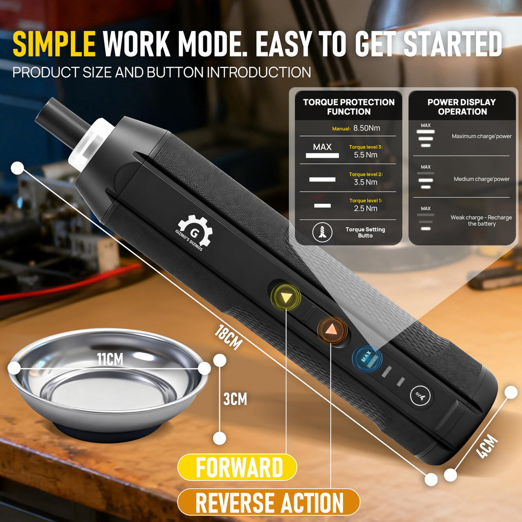 4V Electric Torque Screwdriver Set with 35 Magnetic Bits and Storage Box H649