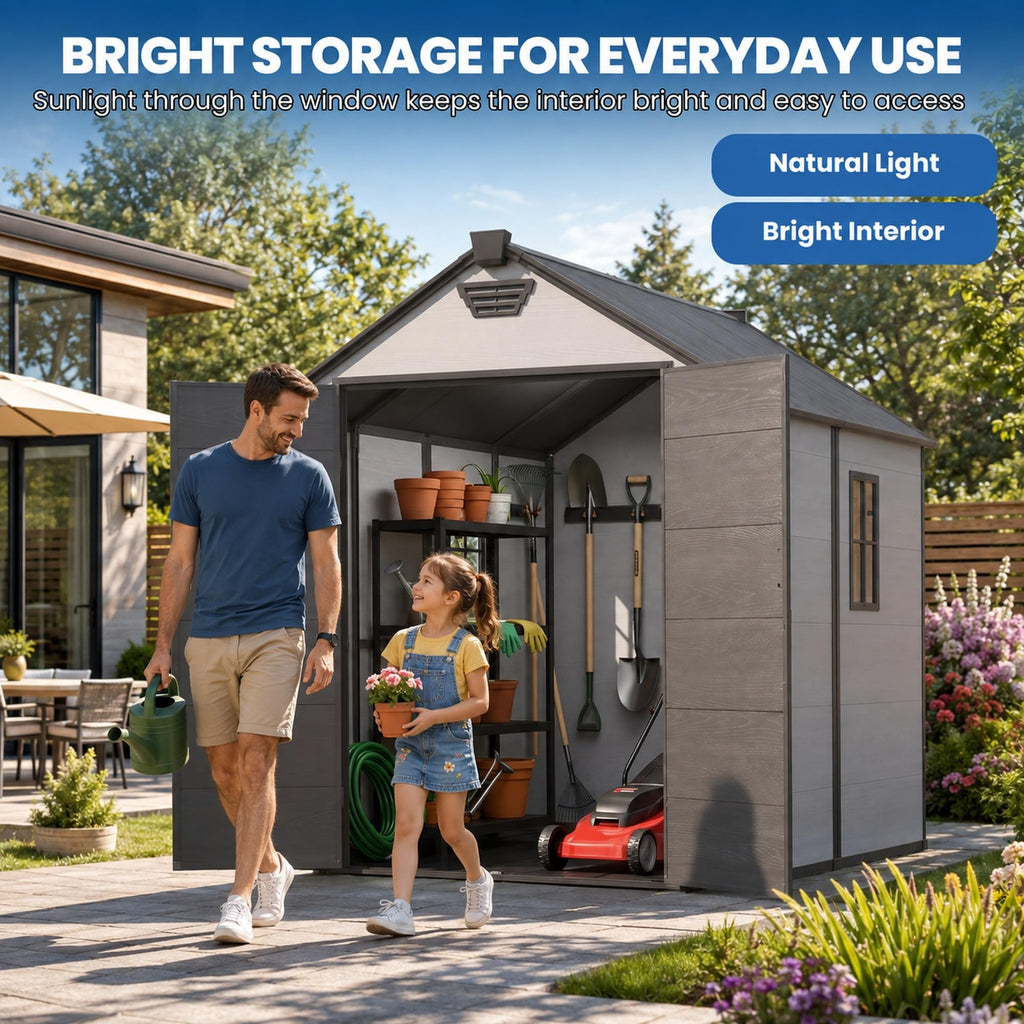 6x8 FT Resin Storage Shed with Floor J4693
