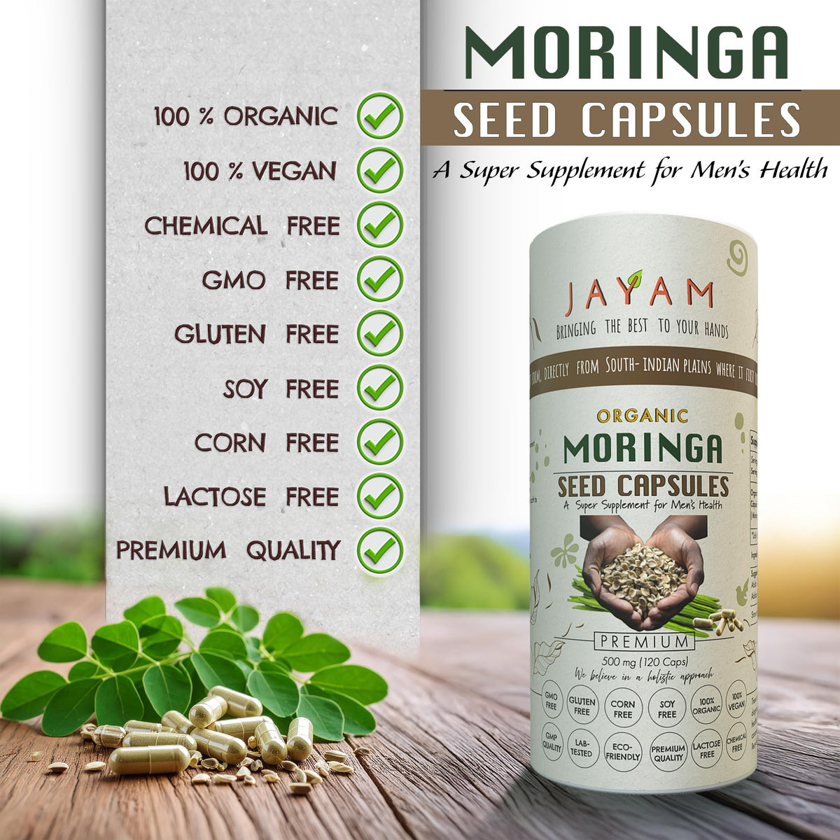 Organic Moringa Seed Capsules 120 Capsules O191