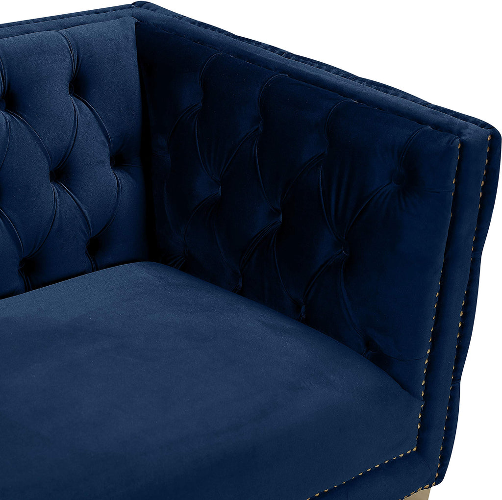 Navy Velvet Sofa with Gold Nailhead Trim R827994