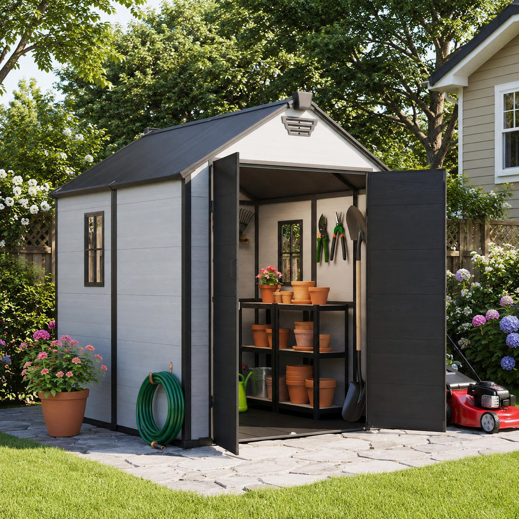 6x8 FT Resin Storage Shed with Floor J4693